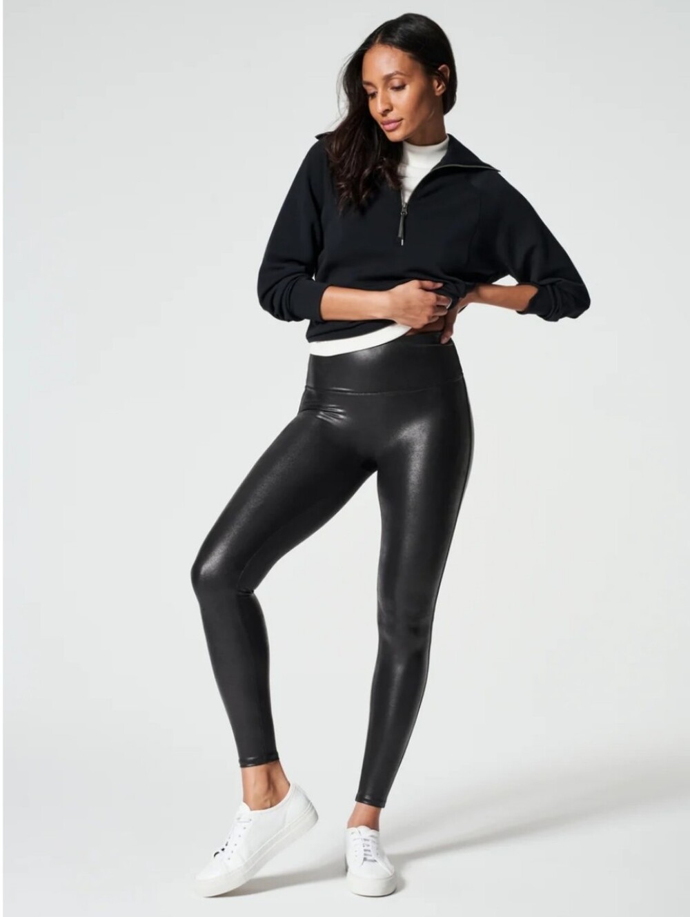 SPANX faux leather leggings New With Tags black xs Extra Small Petite